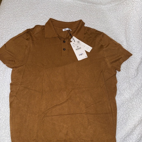 Zara Camel Polo Shirt - Picture 3 of 4